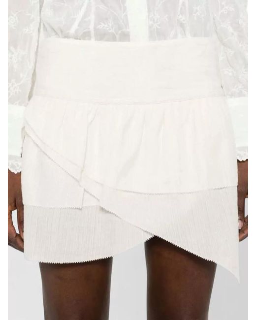 Isabel Marant White Asymmetrical Mini Skirt High Waist Ruffle