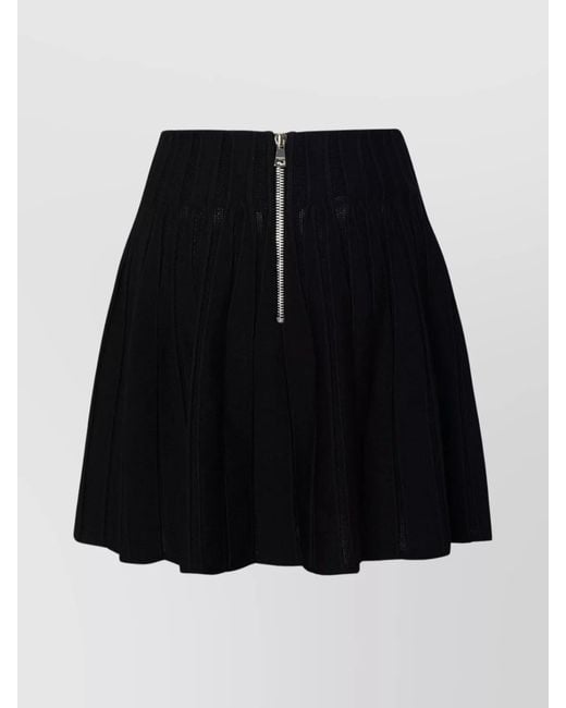 Balmain Black Pleated Skater Skirt