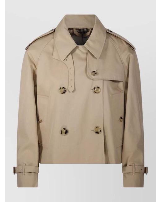 Burberry Natural Short Trench Coat Belted Cuffs Storm Flap
