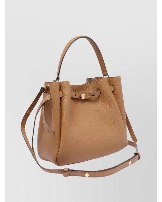 Tory Burch Natural Romy Small Leather Bucket Bag
