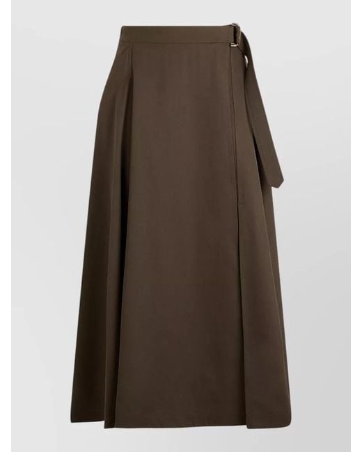 Burberry Brown High Waist A Line Wool Gabardine Skirt