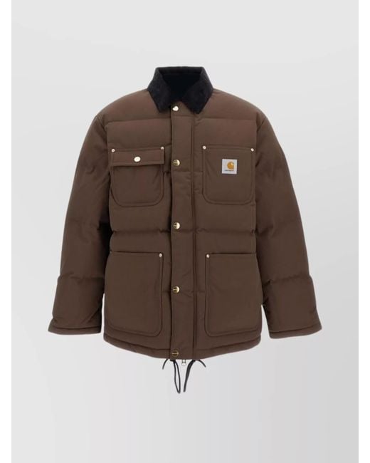 Carhartt Brown Stylish Short Jacket Featuring Buttoned Pockets for men