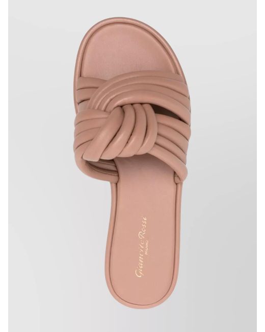 Gianvito Rossi Pink Leather Knotted Flat Sandals