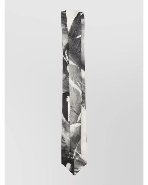 Alysi White Silk Printed Tie