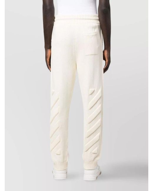 Off-White c/o Virgil Abloh White Cotton Knitted Logo-Print Straight-Leg Track Pants for men