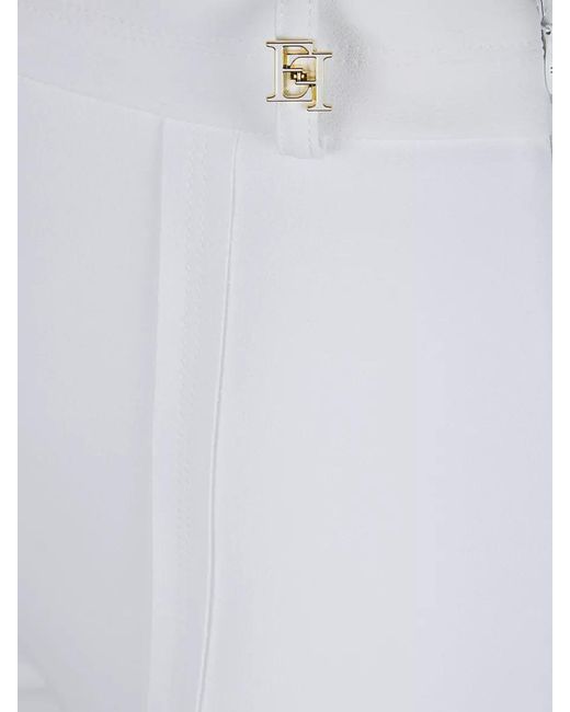 Elisabetta Franchi White High-Rise Tailored Trousers