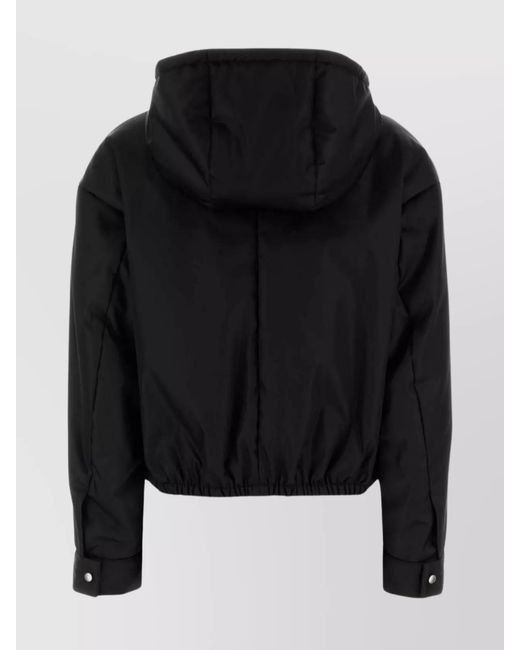 Prada Black Nylon Padded Jacket With Hood And Elasticated Hem
