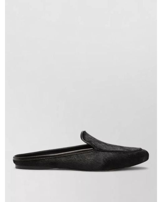 Forte_forte Black Pony Hair Flat Sole Round Toe Mules