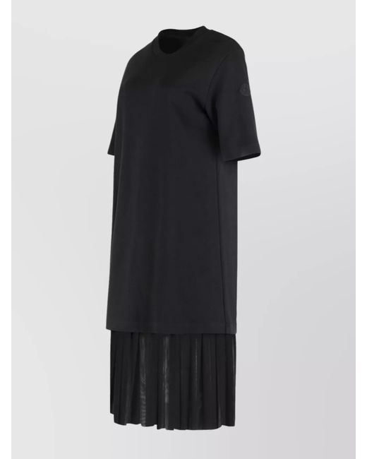 Moncler Black Cotton Pleated Tulle Midi Dress