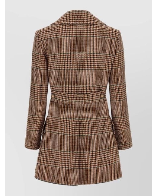 Etro Brown Prince Wales Coat Button Detail Check