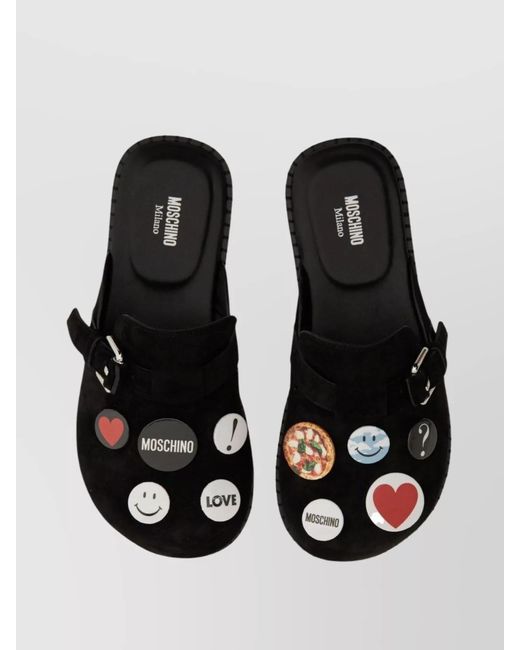 Moschino Black Leather Sandals