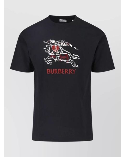 Burberry Black Graphic Short Sleeve Crew Neck Shirt for men