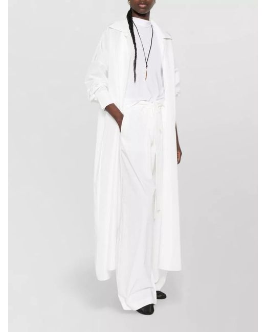 Norma Kamali White Relaxed Long Shirt Dress Lightweight Sleeves