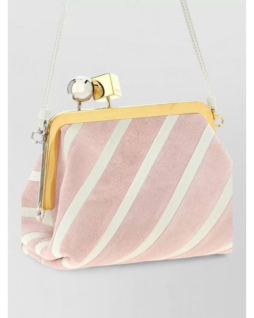 Jacquemus Pink Berlingot Striped Patchwork Top Handle Bag