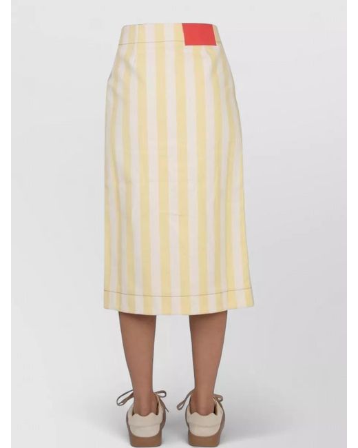 Sunnei Natural High Waisted Striped Wrap Midi Skirt Belt