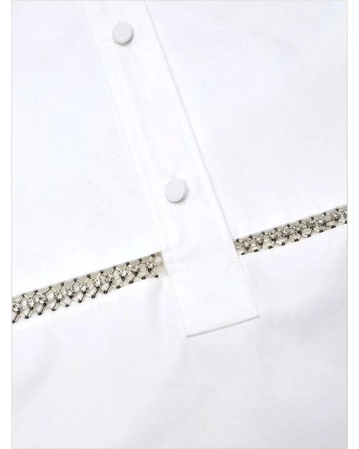 Gucci White Cotton Embellished Long-Sleeve Tunic Shirt