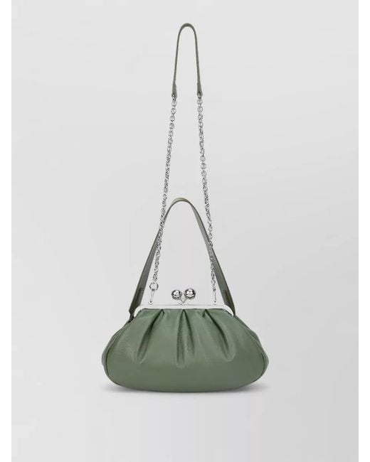 Weekend by Maxmara Green Pasticcino Medium Clutch Bag Sheepskin