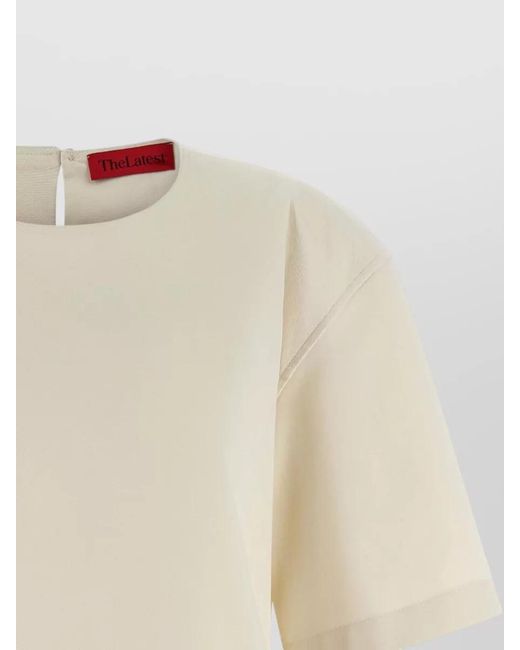 Thelatest Natural Dean Short Sleeve Round Neck Top