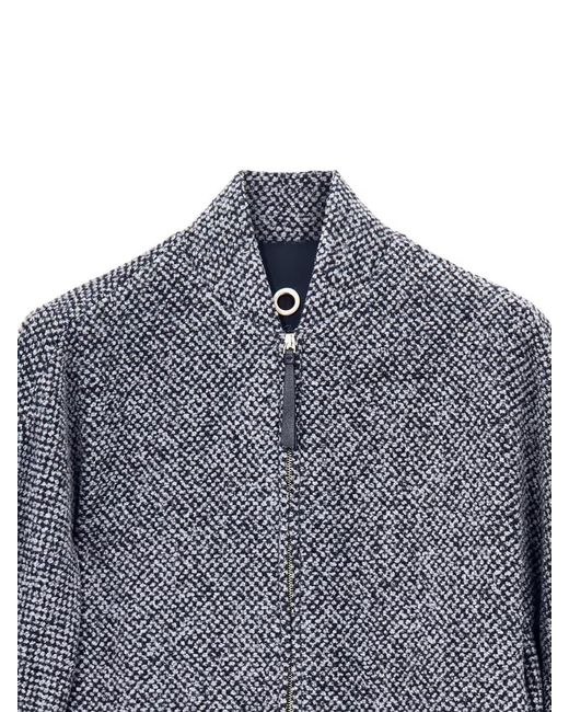 Giorgio Armani Blue Casual Textured Jacket Stand Collar Long Sleeves