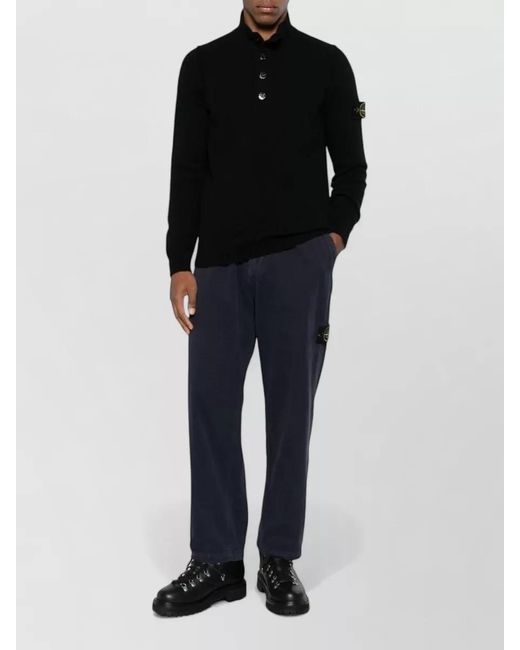 Stone Island Black Short Sleeve Knit Top Nylon Silk for men