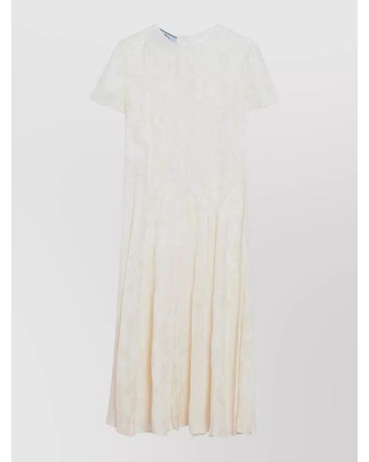 Prada White Dress Midi Length Short Sleeves Buttons