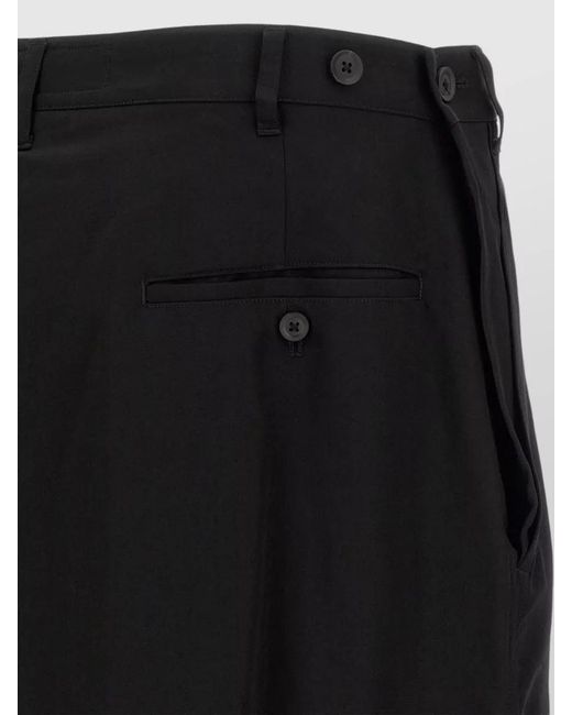 Yohji Yamamoto Black Wool Wide-Leg Tailored Shorts for men