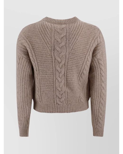 Max Mara Natural Cable-Knit Alpaca-Blend Boxy Jumper