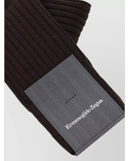 Zegna Black Ribbed Wool Socks for men