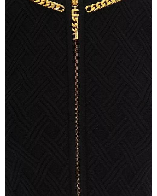 Elisabetta Franchi Black Diamond-Knit Cropped Cardigan