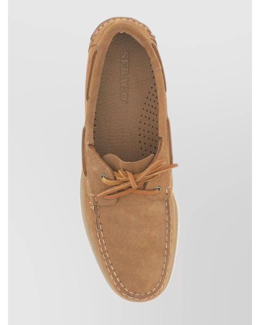 Sebago Brown Moc Toe Loafers Side Lace for men