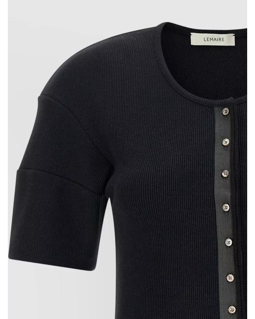 Lemaire Black Fine-Knit Fitted Henley Top