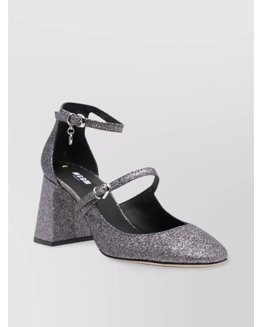 MSGM Multicolor Glitter Pumps With Logo Charm 90Mm