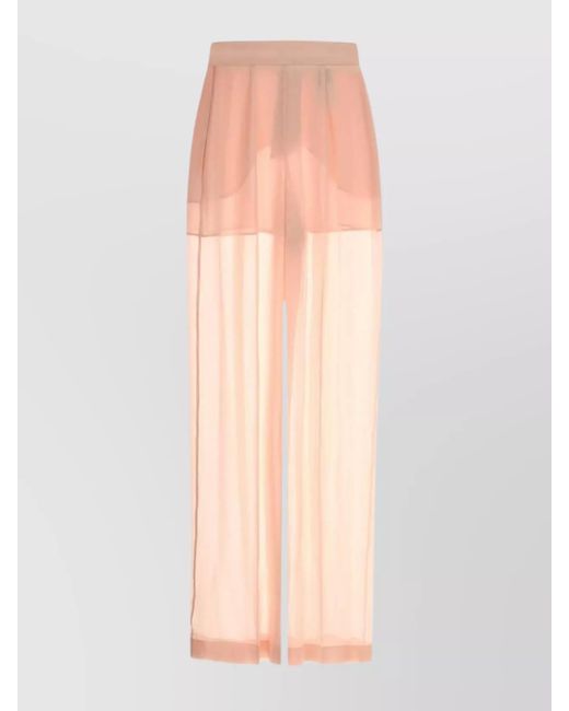 Alberta Ferretti Pink Silk Wide-Leg Trousers
