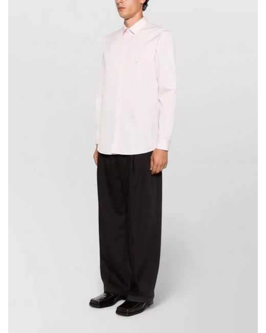 Moschino Pink Regular Fit Long Sleeve Silk Blend Shirt for men