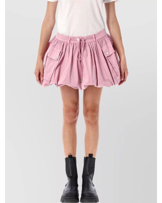 Ganni Pink Organic Cotton Mini Bubble Skirt
