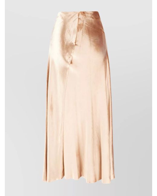 Tory Burch Natural High-Waisted A-Line Skirt Satin Finish