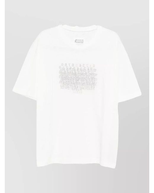 Maison Margiela White Cotton Graphic Print Crew Neck T-Shirt for men
