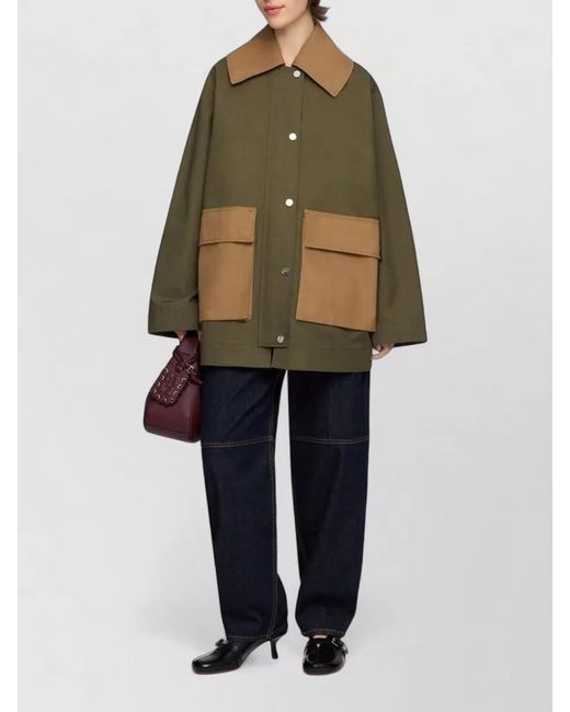 Ganni Green Organic Cotton Oversized Jacket