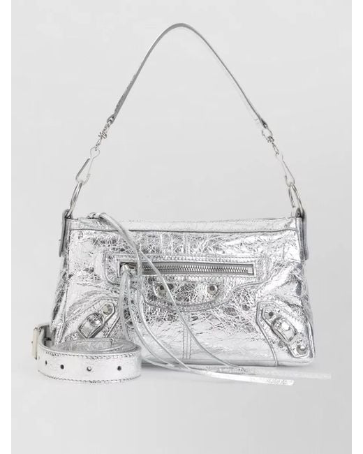 Balenciaga White Le City Moto Mini Shoulder Clutch Bag