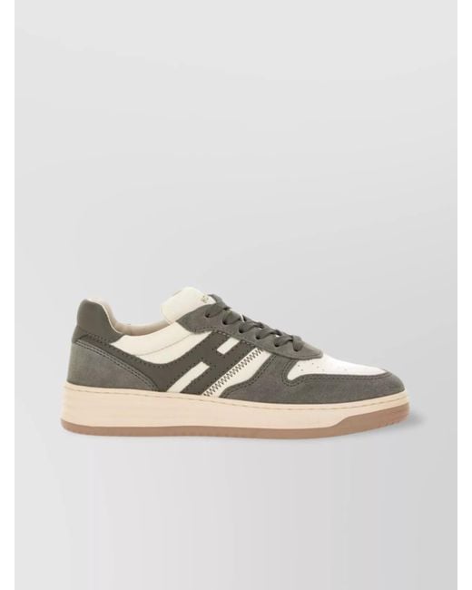 Hogan Gray Leather Low-Top Sneakers