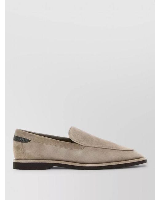 Brunello Cucinelli Multicolor Suede Loafers Contrast Trim Pointed Toe