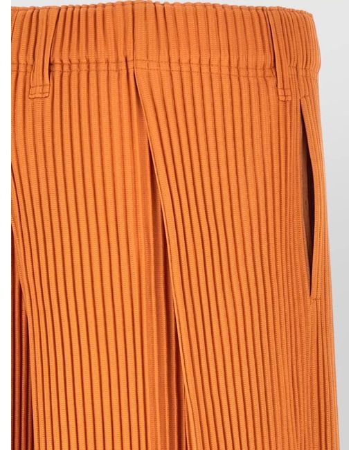 Homme Plissé Issey Miyake Orange Tailored Pleated Bermuda Shorts Belt Loops for men
