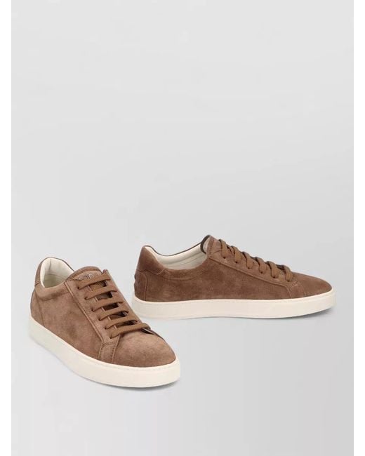 Tod's Brown Suede Lace Up Sneakers Rubber Sole for men