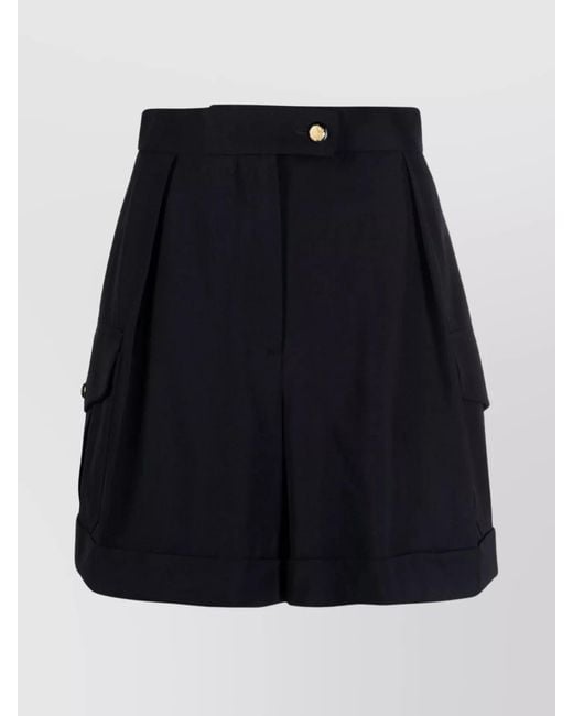 McQueen Blue Wool High-Rise Mini Cargo Shorts