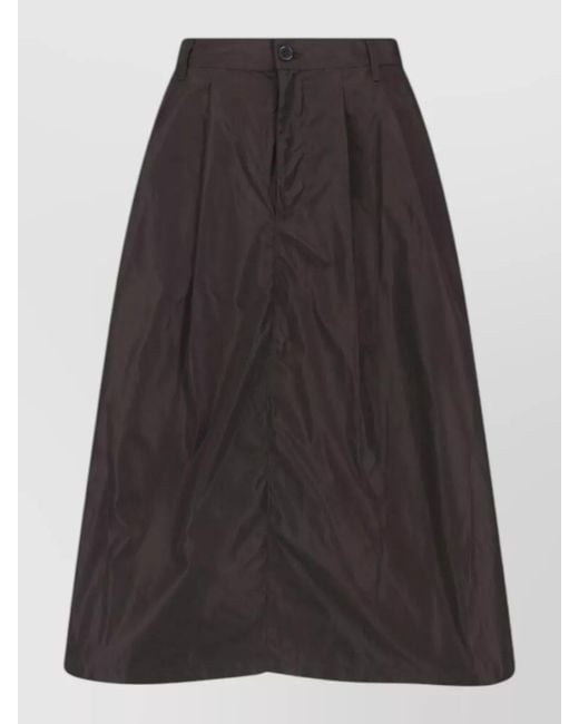 Aspesi Gray Midi Skirt Knee Length Pleated Side Pocket