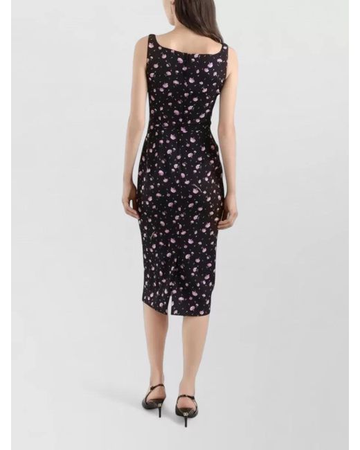 Dolce & Gabbana White Carnations-Print Sheath Dress