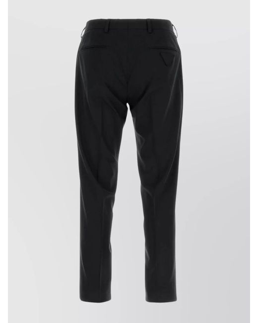 Prada Black Virgin Wool Straight-Leg Trousers for men