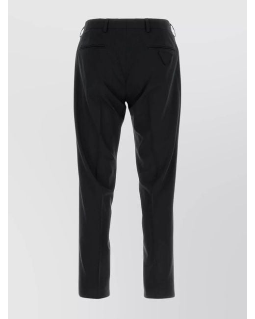 Prada Black Virgin Wool Straight-Leg Trousers for men