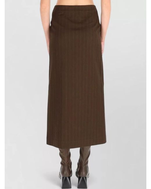Uma Wang Brown High-Rise Midi Skirt