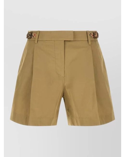 Burberry Natural Raina Shorts Pleated Front Adjustable Waist